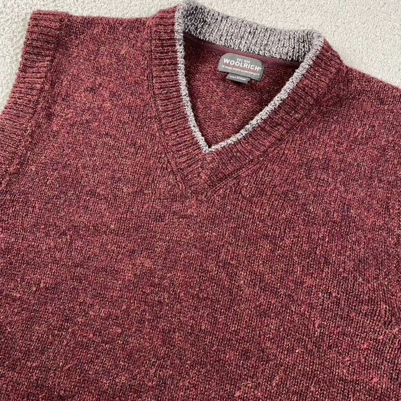 VTG Woolrich Sweater Vest Men's XL Maroon Red Wool Nylon - Picture 2 of 8